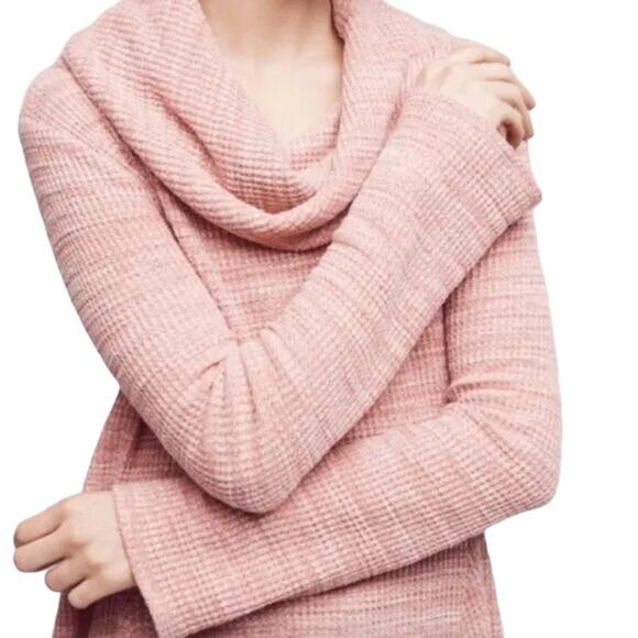 Anthropologie Postmark Maurisa Cowlneck Waffle Knit Top - Pink - Small - Picture 7 of 16